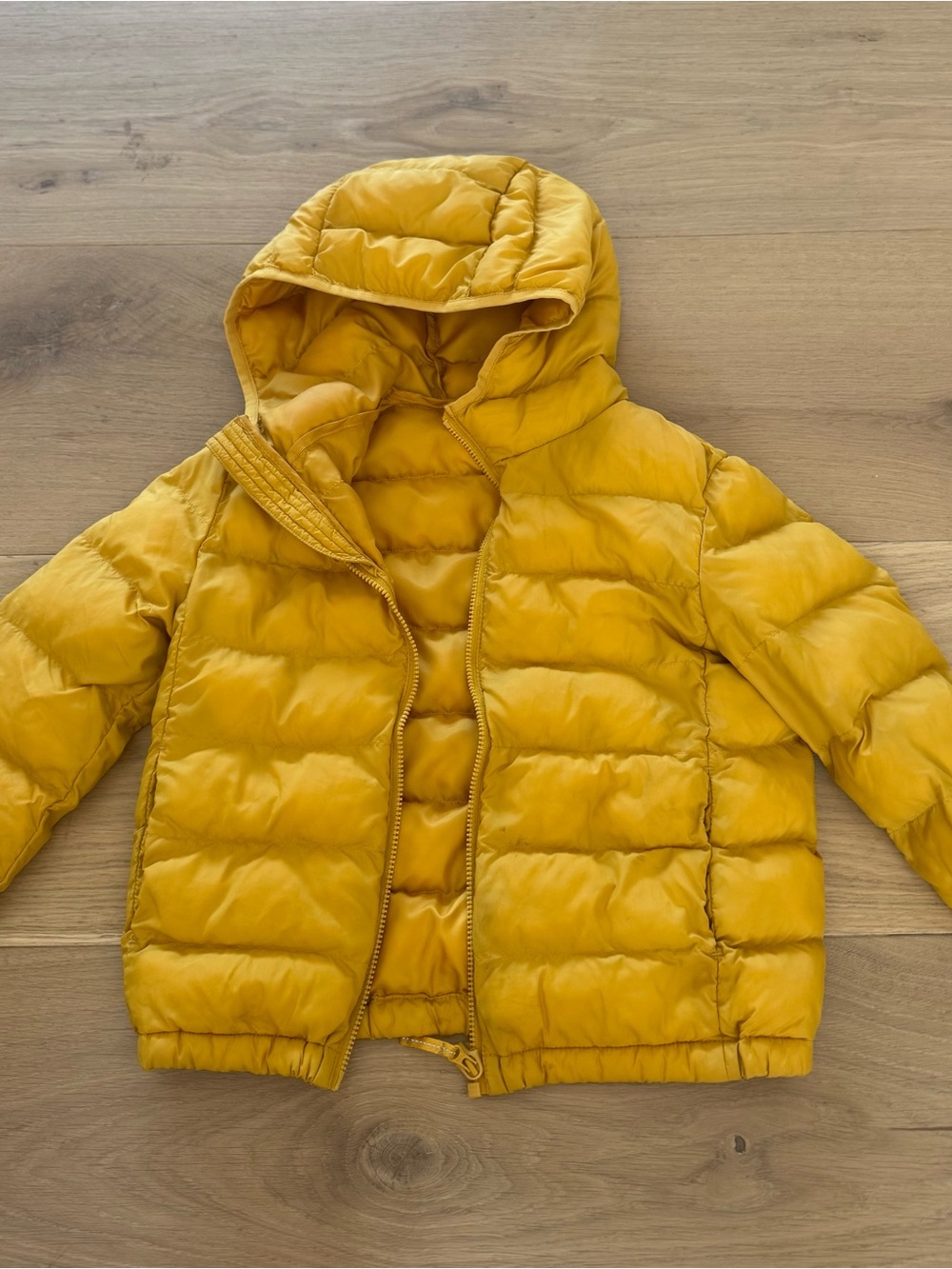 Uniqlo Kids Hooded Puffer Jacket in Mustard Yellow